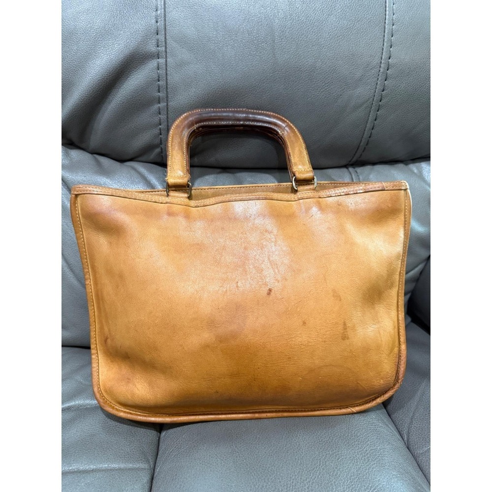 Vintage Coach Tan Leather Kiss Lock Bonnie Cashin Handle Bag 1970's - Picture 4 of 16